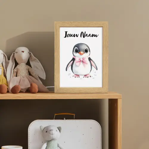 Pinguïn - Strikje - Roze - Dier Light Box met kabel (Kinderlampje) klein -sfeer2_kind