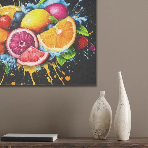 Fruit - Graffiti - Kleurrijk - Sinaasappel - Aardbei - Abstract PET vilt klein -sfeer6_closeup