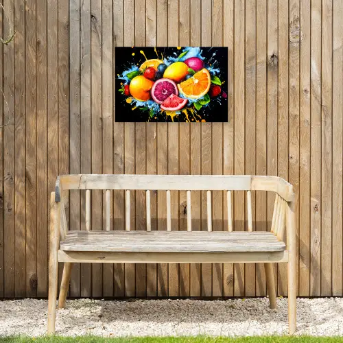 Fruit - Graffiti - Kleurrijk - Sinaasappel - Aardbei - Abstract Tuinposter op houten frame 2 cm dik klein -sfeer4