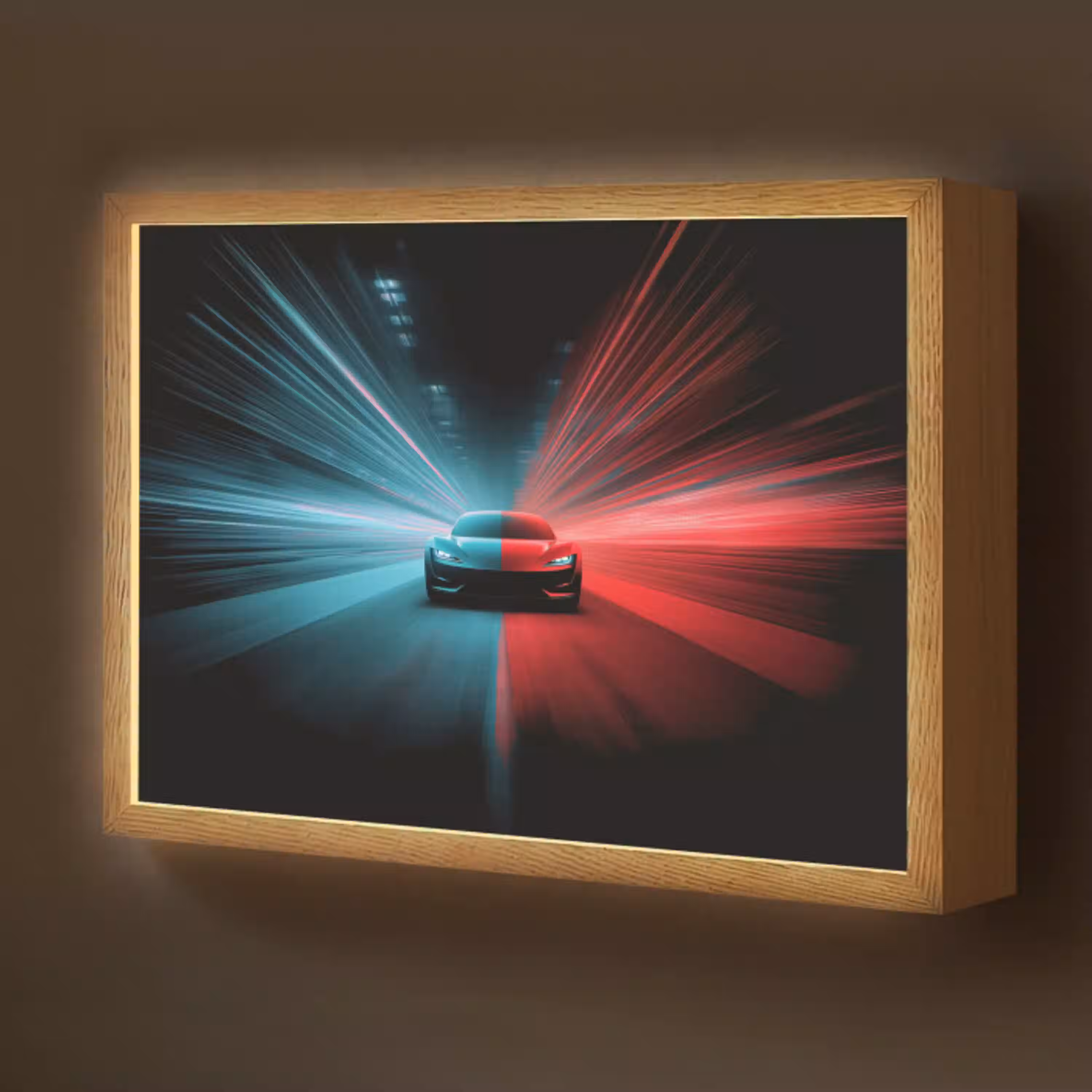 Sportwagen - Rood - Blauw - Snelheid Light Box met batterij (Wandlamp kind) middel -z3d_website