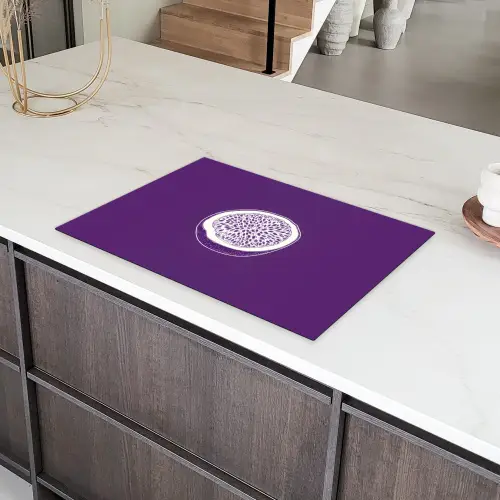 Passievrucht - Zaadjes - Paars - Minimalistisch Inductie beschermer vinyl 3mm klein -sfeer8