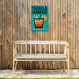 Illustratie - Tequila - Glas - Blauw Tuinposter op houten frame 2 cm dik klein -sfeer4