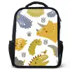 Dinosaurus - Patronen - Jongens - Dino - Kinderen Rugzak - Zwart middel -3d