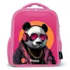 Panda met Koptelefoon, Zonnebril en Gouden Ketting Kinderrugzak - Roze middel -3d