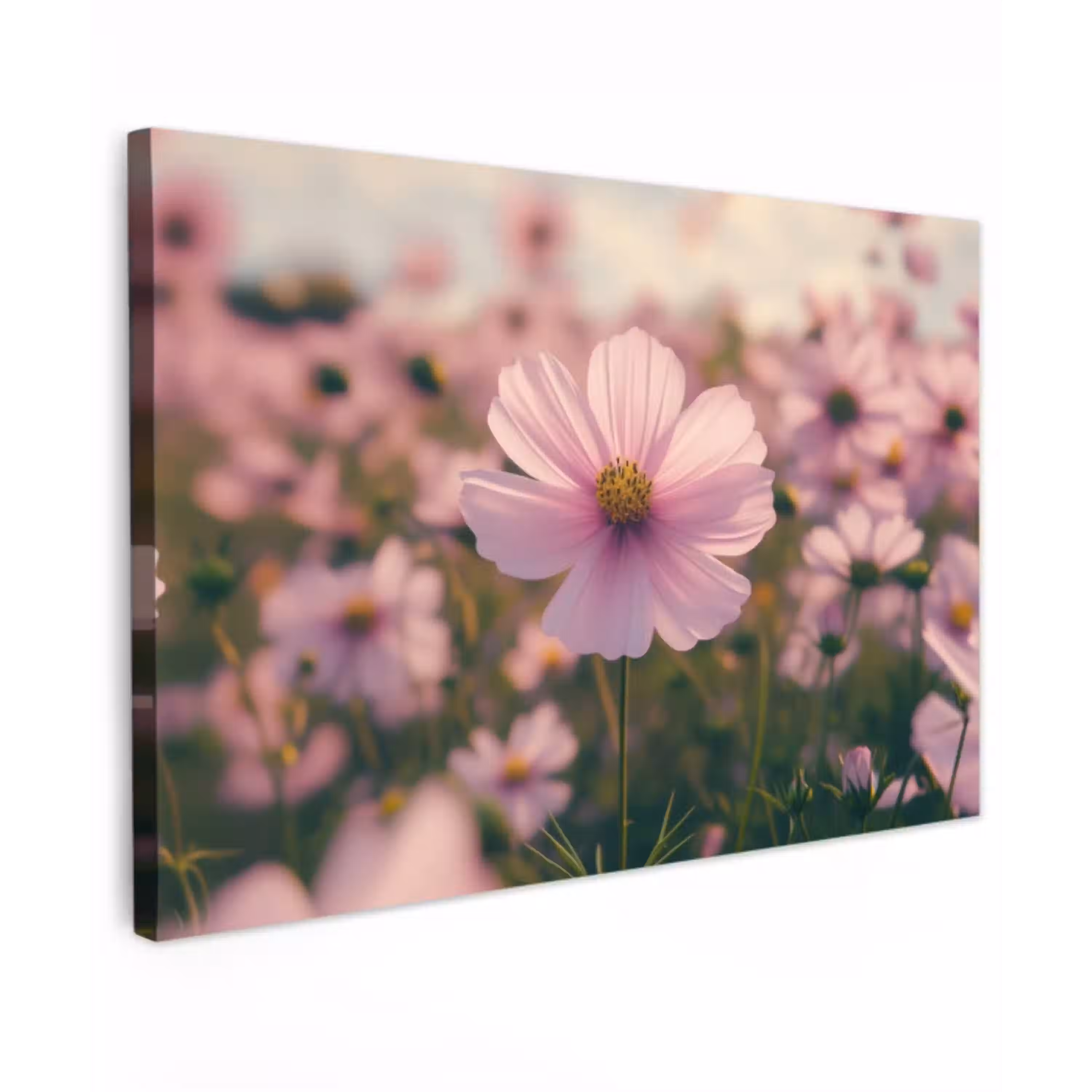 Bloemen - Paars - Wazig Tuinposter op houten frame 2 cm dik klein -3d