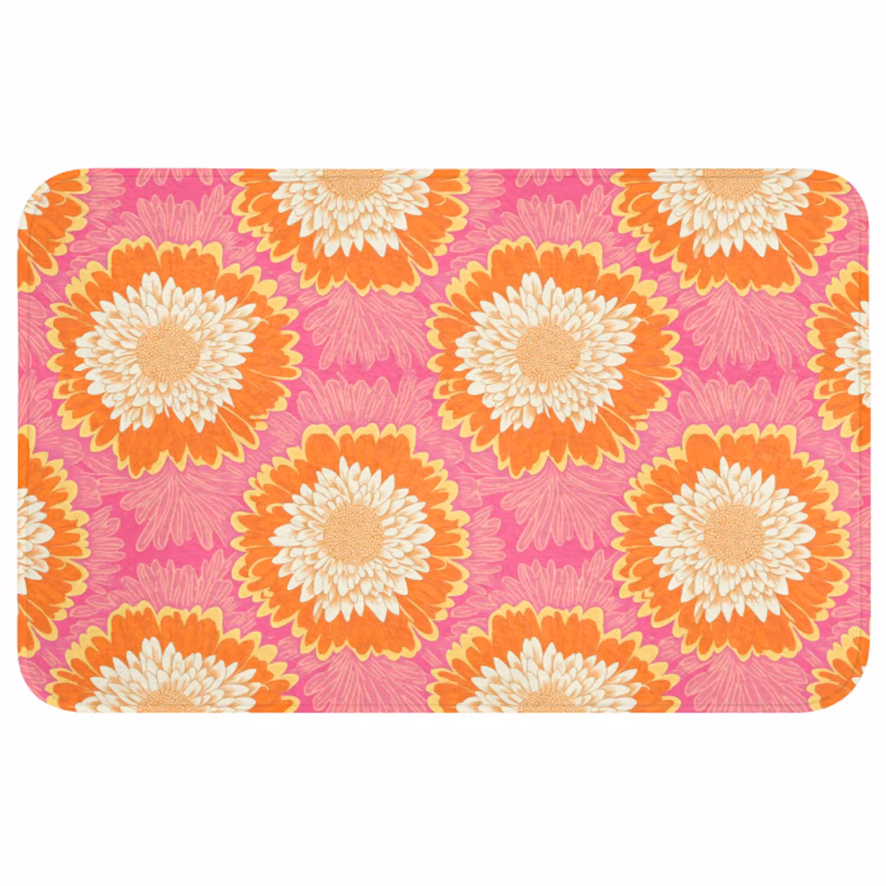 Retro - Bloemen - Kleurrijk Badmat middel 997 -3d