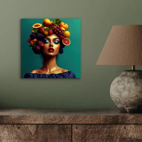 Vrouw - Hoodtooi - Tropisch - Fruit - Druiven aluminium wit klein -sfeer2