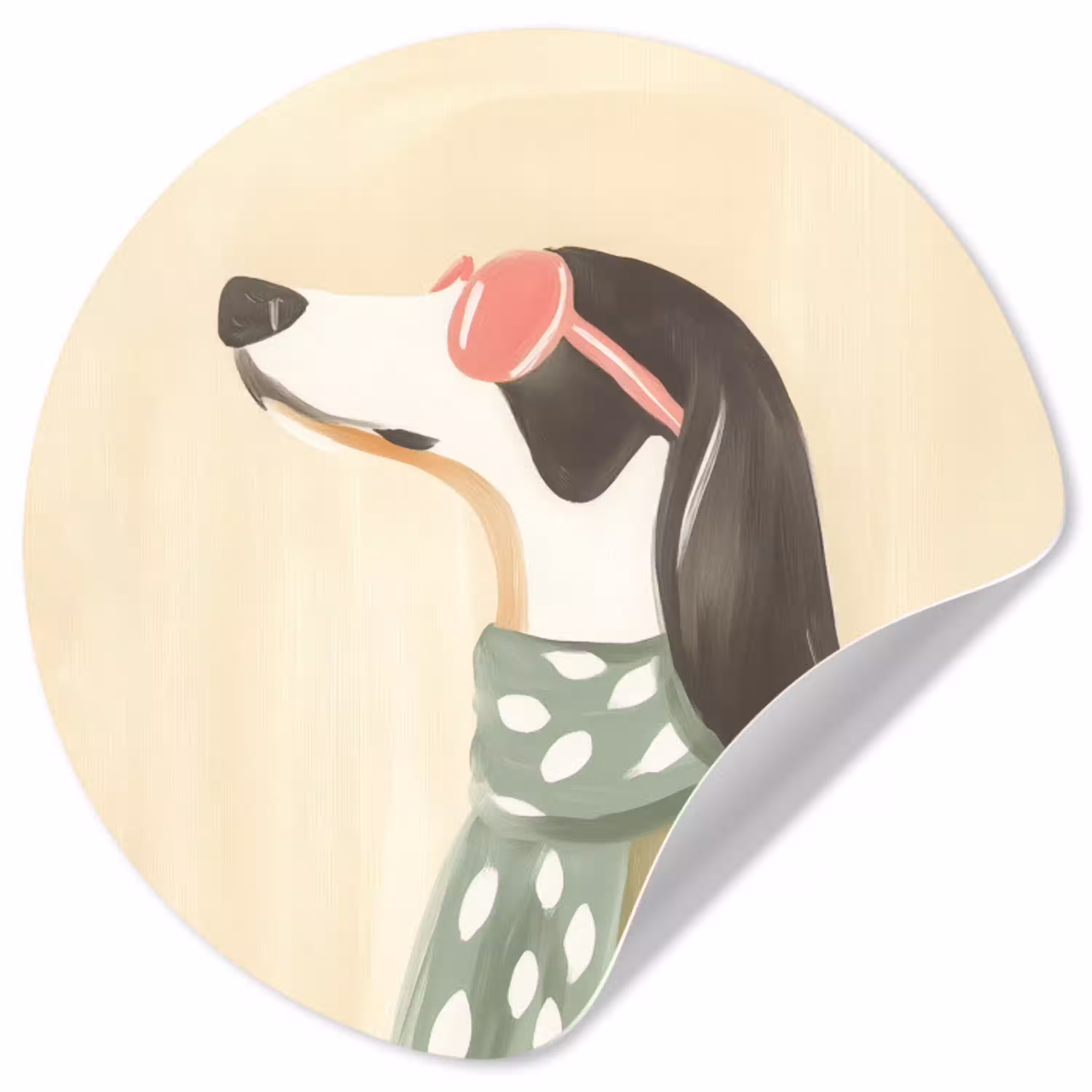 Hond - Zonnebril - Sjaal Wandcirkel behangsticker klein -3d