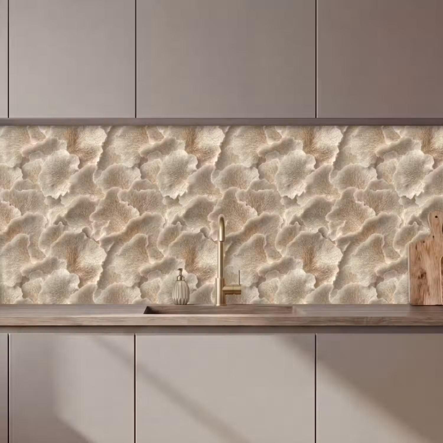 Küchenrückwand - Fächertexturen - Beige - Fasertextur