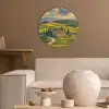Toscane - Landschap - Wijngaarden Akoestische PET Vilt - Rond klein -sfeer1
