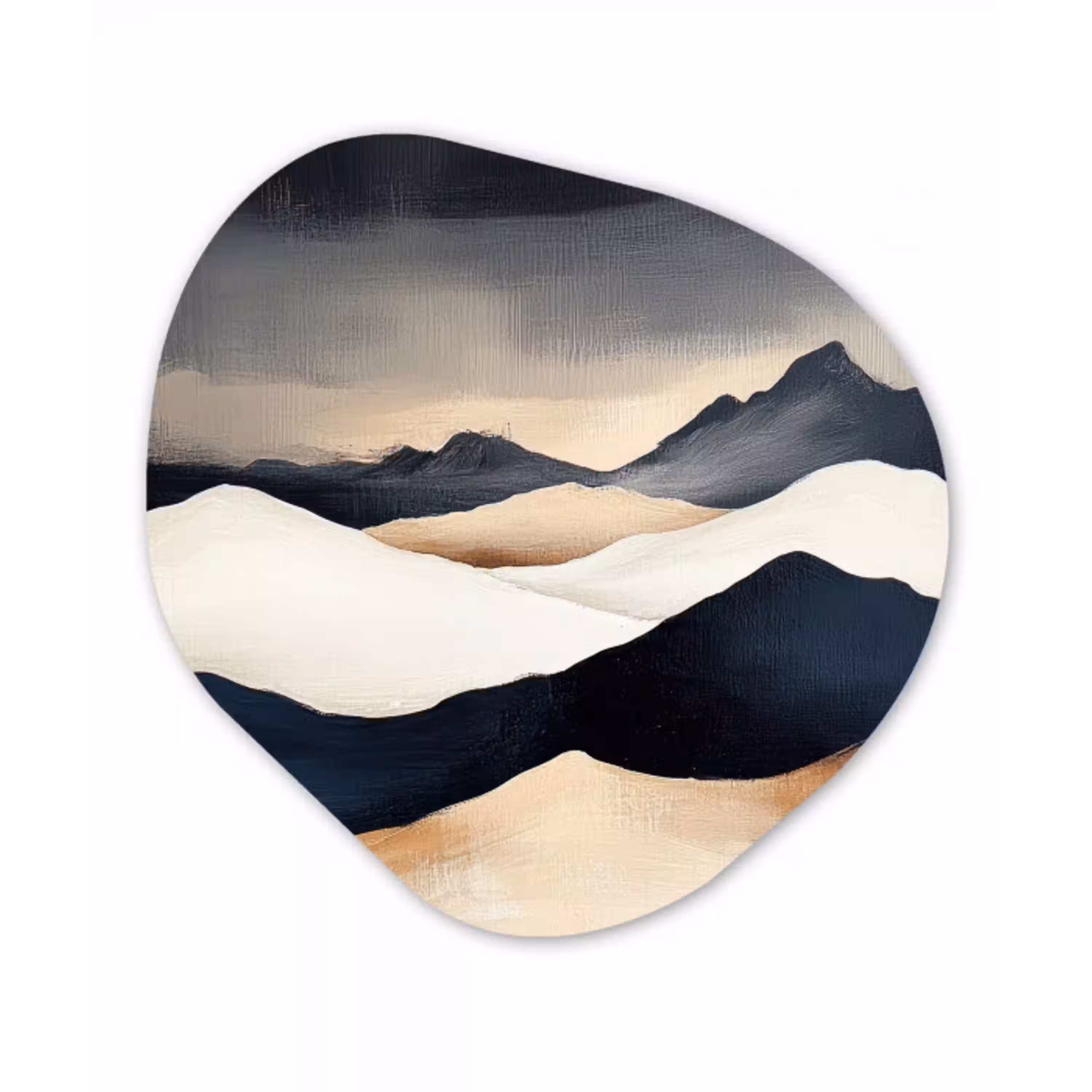 Bergen - Donkerblauw - Landschap Wandcirkel Organisch Forex 3mm klein -3d