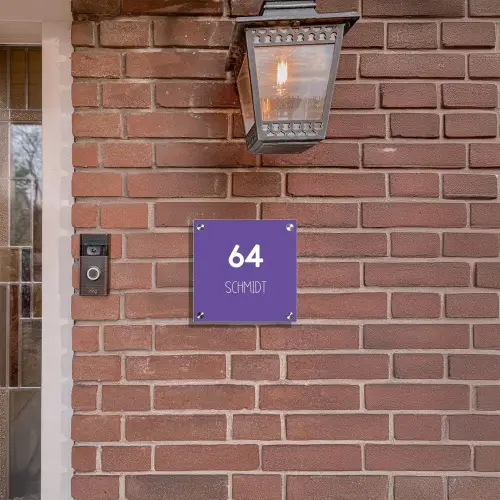 Donkerpaars - Modern Naambord Vierkant klein -sfeer7-XS