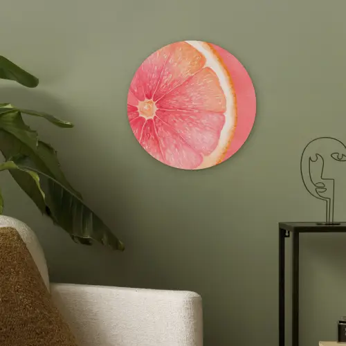 Grapefruit - Roze - Levendig Akoestische PET Vilt - Rond klein -sfeer2