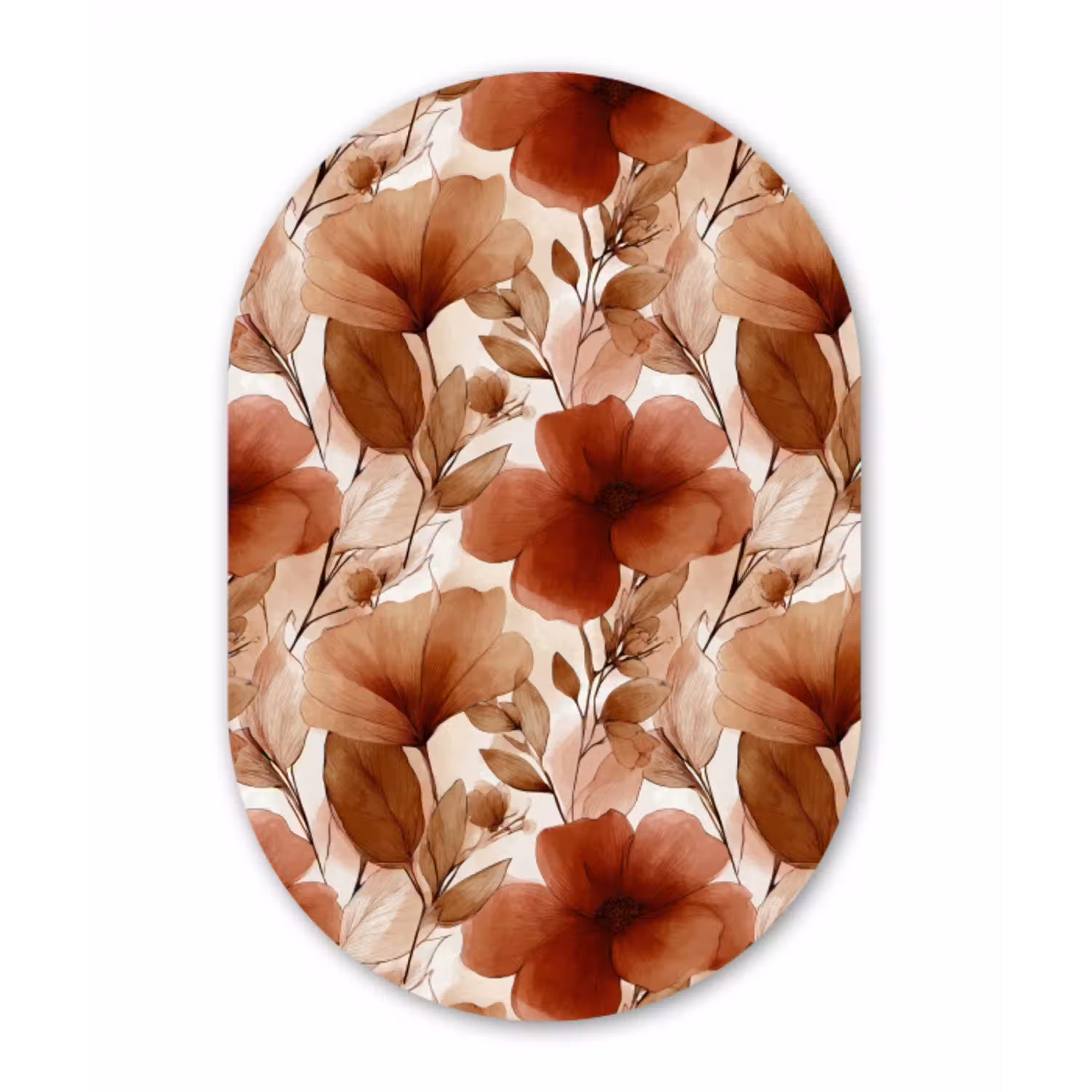 Bloemen - Aquarel - Botanisch - Terracotta Wandcirkel Ovaal Forex klein 630 -3d