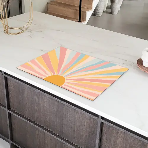 Illustratie - Zon - Pastelkleuren Inductie beschermer vinyl 3mm klein -sfeer8