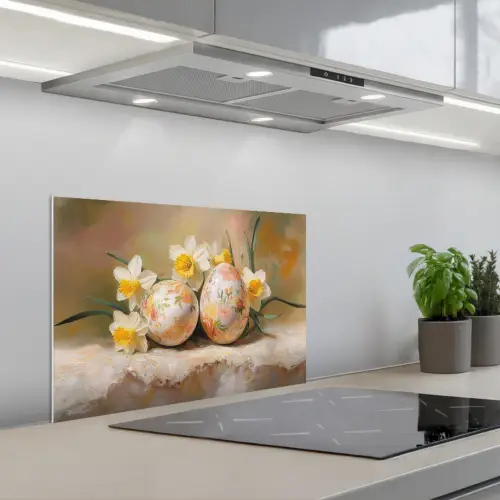 Bloemen - Eieren - Geschilderd keuken achterwand spatscherm klein -3d_schuin