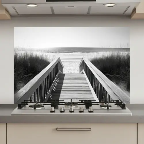 Loopbrug - Hout - Strand - Zee keuken achterwand spatscherm klein -3d_website