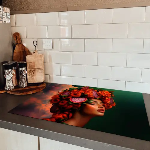 Vrouw - Drankenfruit - Rozen Inductie beschermer vinyl 3mm klein -sfeer3