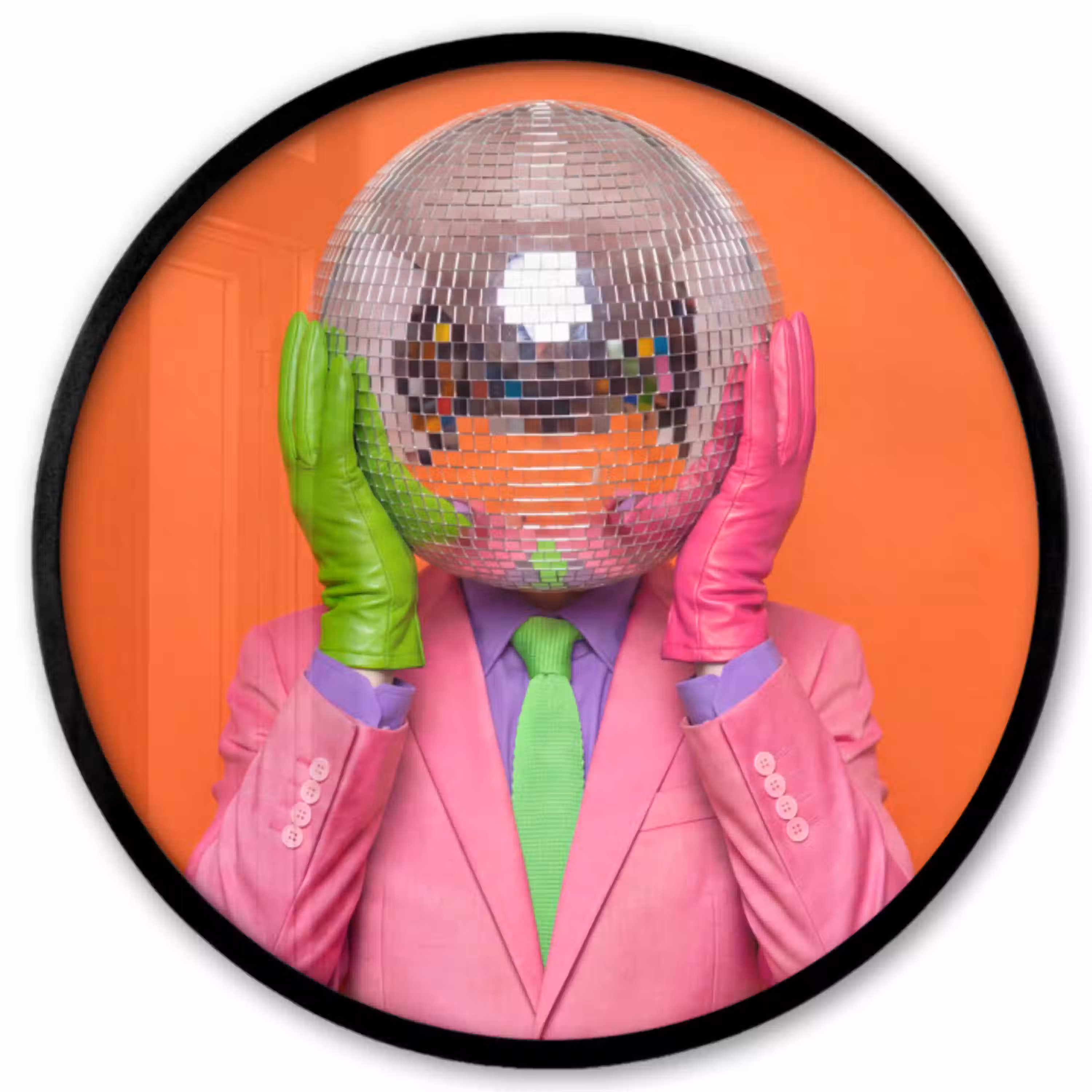 Kunst - Disco bal - Kleurrijk - Modern - Studio Fotolijst rond zonder passe partout klein -3d
