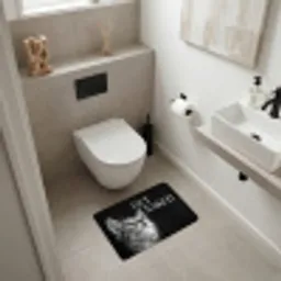 Kat - Dieren - quote - Get naked - Zwart WCmat klein -sfeer1
