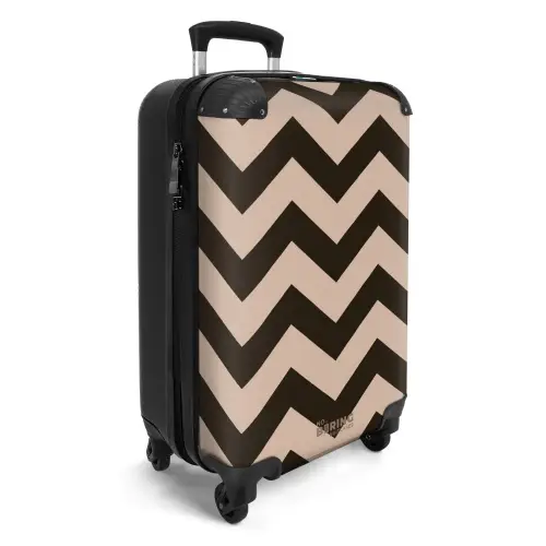 Zigzag patroon in verschillende tinten bruin NBS - Handbagage koffer - Kinderen Unisex middel -productfoto_3d