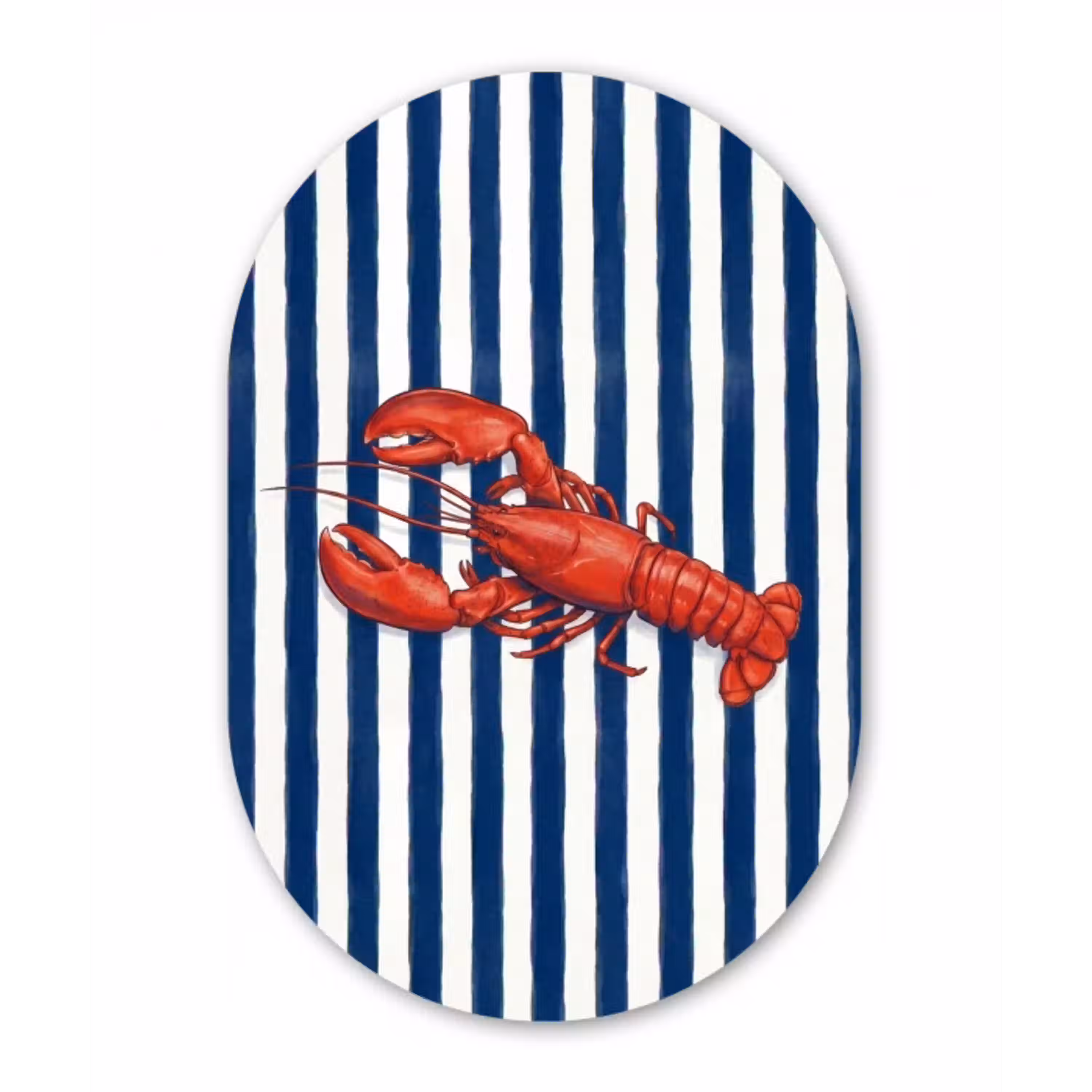 Schaaldier - Kreeft - Marine - Illustratie - Rood Wandcirkel Ovaal Aluminium middel -3d