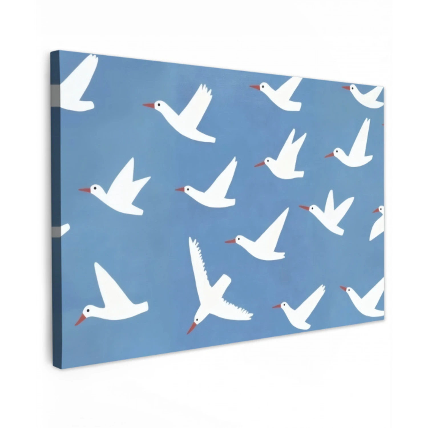 Vogels - Wit - Patroon Tuinposter op houten frame 2 cm dik klein -3d