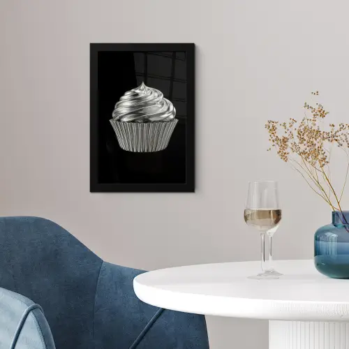 Cupcake - Luxueus - Zilver fotolijst zwart zonder passe partout klein -sfeer4