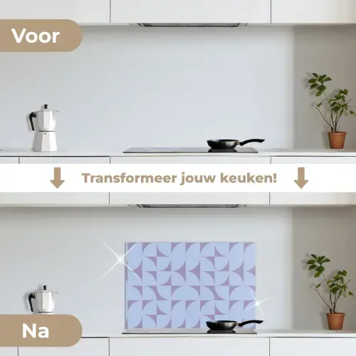 Blokken - Blauw - Paars - Patroon keuken achterwand spatscherm klein 900 -voor_na_NL