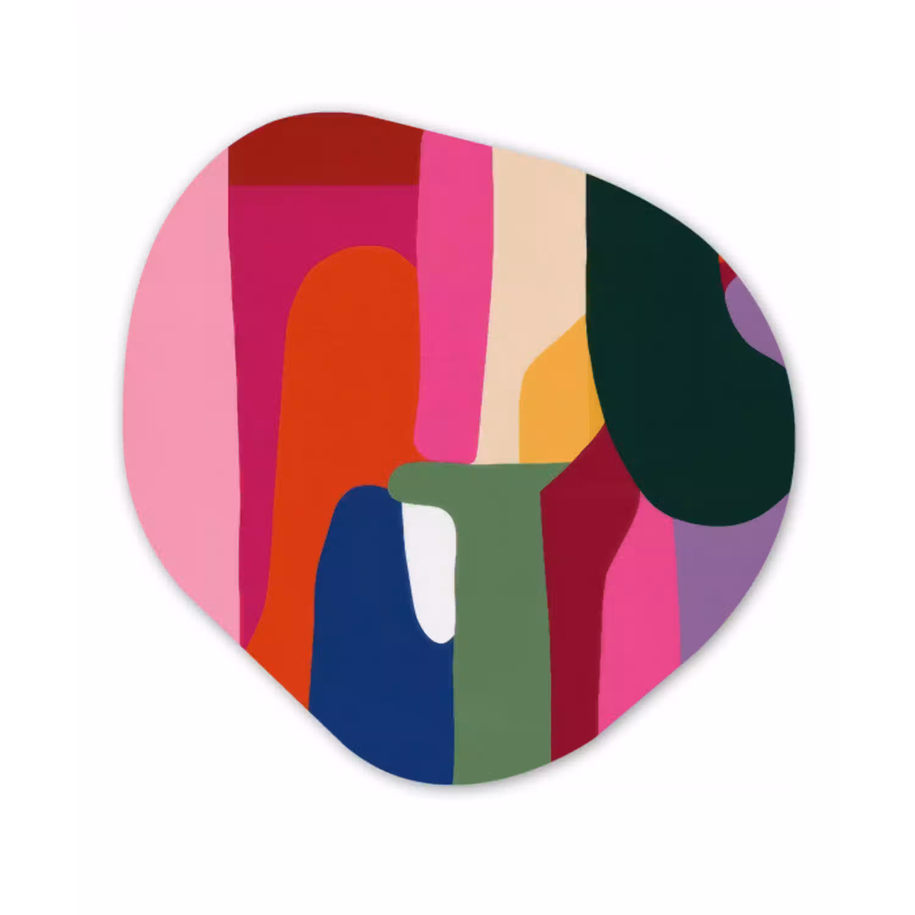 Kleurvakken - Recht - Rond - Abstract Wandcirkel Organisch Aluminium middel -3d