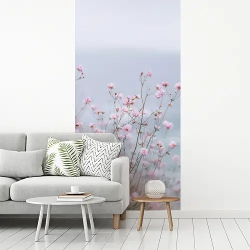 Klif - Bloemen - Zee - Roze fotobehang vinyl groot -woonkamer