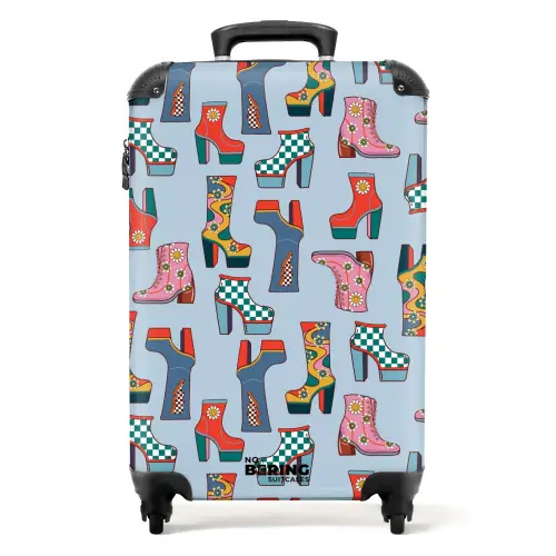 Retro disco 70s laarzen patroon kleurrijk NBS - Handbagage koffer - Volwassenen Unisex middel -productfoto_recht