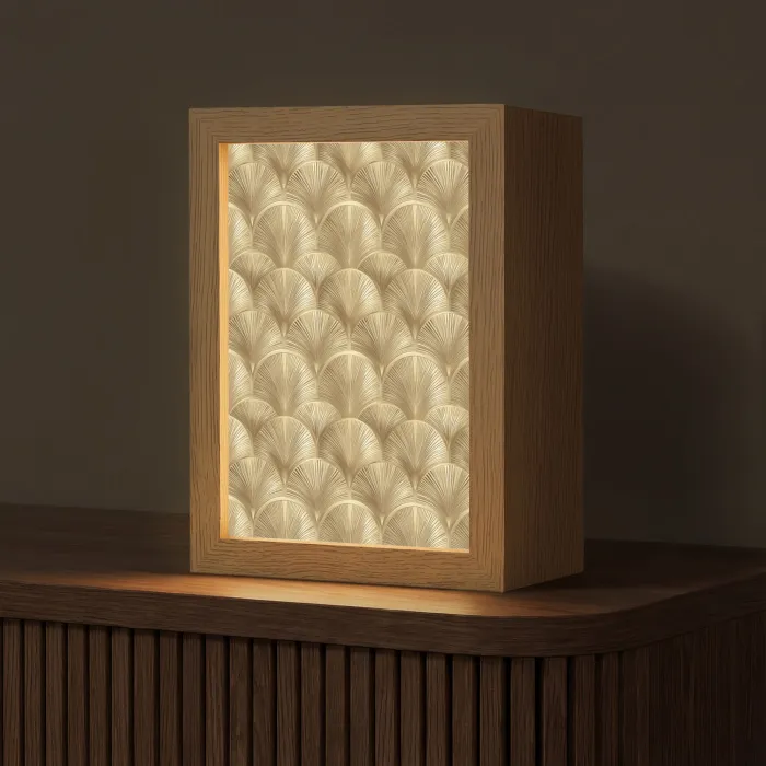 Patroon - Waaier -  Goud Light Box met kabel (Tafellamp) klein 925 -z3d_website