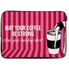 Roze - Strepen - Koffie - Maandag laptophoes neopreen klein -zkaufland3dotto