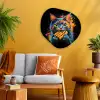 Kat - Graffiti - Kleurrijk - Wafel - Eten Wandcirkel Organisch Plexiglas middel -sfeer4