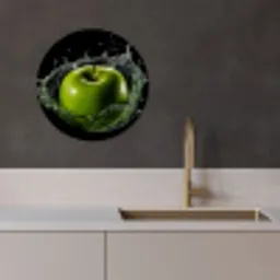 Appel - Groen - Fruit - Water - Zwart KitchenYeah - Keuken - Wandcirkel Forex klein -sfeer1