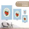 Aardbeien - Lijst - Rood - Geruit tuinposter los doek klein -Xsfeer9_DE