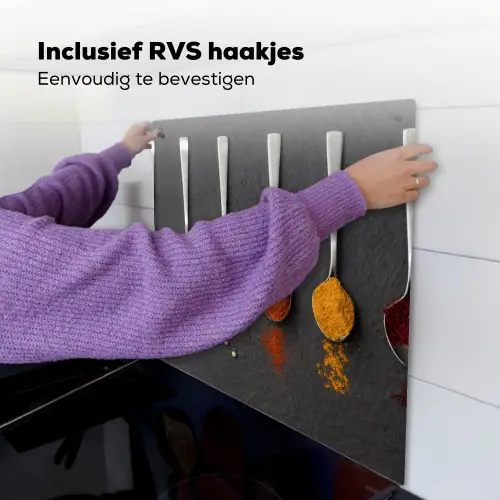 Specerijen - Lepels - Tafel - Rustiek - Kruiden Inductie beschemer met haakjes middel -ky-ophangen-nl
