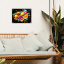 Fruit - Graffiti - Kleurrijk - Sinaasappel - Aardbei - Abstract tuinposter los doek klein -sfeer7