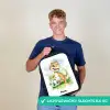 Dino met voetbal in kleurrijk veld Rugzak - Zwart middel -sfeer7_NL