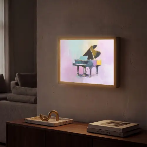 Piano - Pastel - Elegant - Dromerig Light Box met batterij (Wandlamp) middel -sfeer1