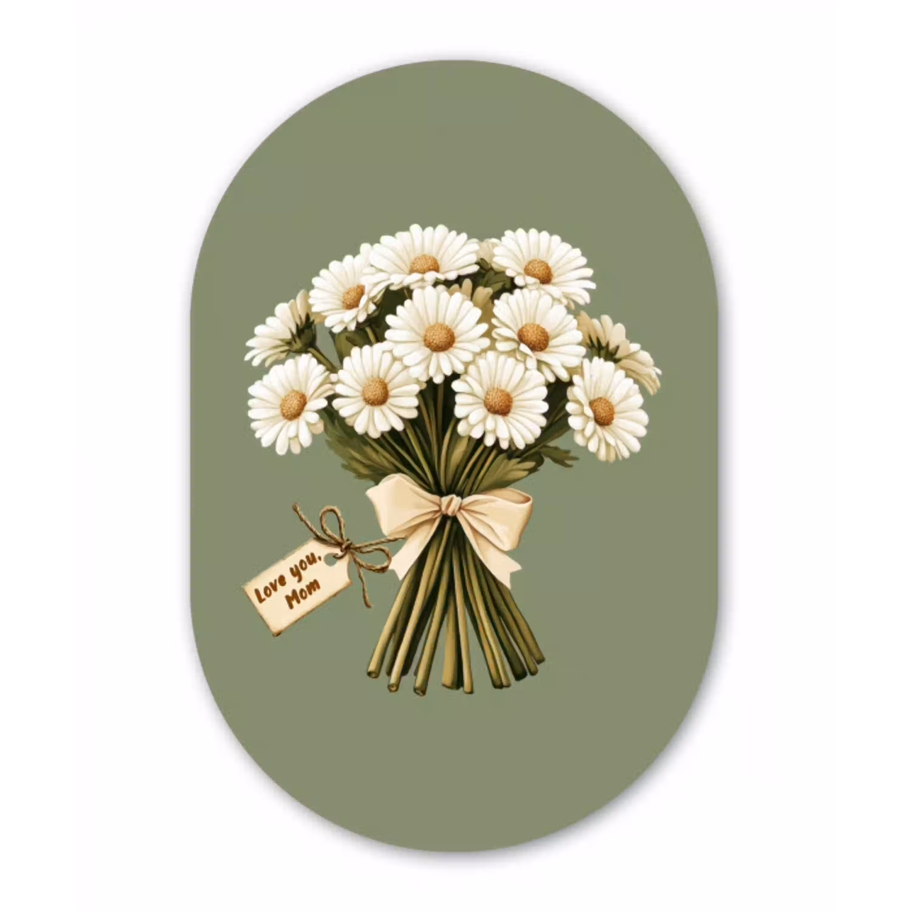 Lint - Boeket - Groen - Quote Wandcirkel Ovaal Glas middel -3d