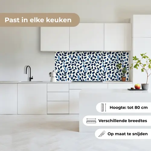 Grafisch - Bladmotief - Diepblauw keuken achterwand 2 middel 871 -sfeer4_NL