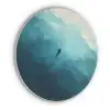 Zee - Silhouet - Abstract - Blauw Akoestische PET Vilt - Rond klein -3d