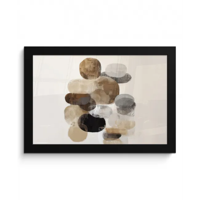 Ovaal - Kleurvlakken - Penseelstreken fotolijst zwart zonder passe partout klein -3d