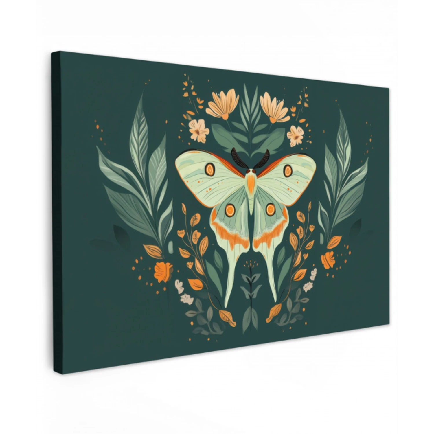 Sierlijk - Vlinder - Groen - Bladeren canvas 2cm klein -z3d