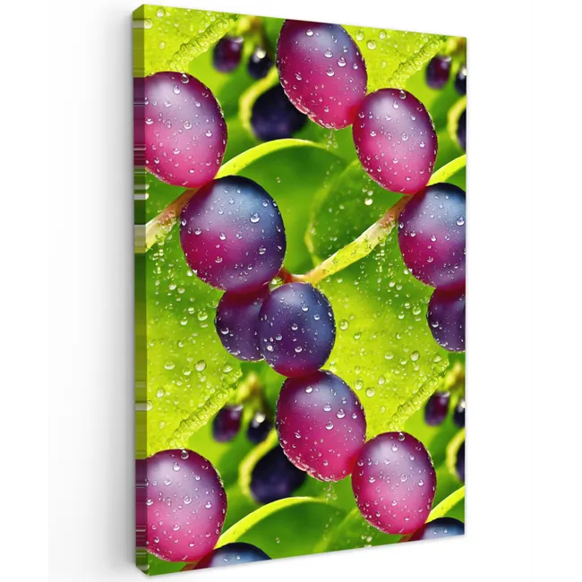 Bessen - Paars - Groen - Dauw Tuinposter op houten frame 2 cm dik klein 841 -3d