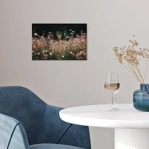 Hert - Wilde bloemen - Bos poster papier klein -sfeer3