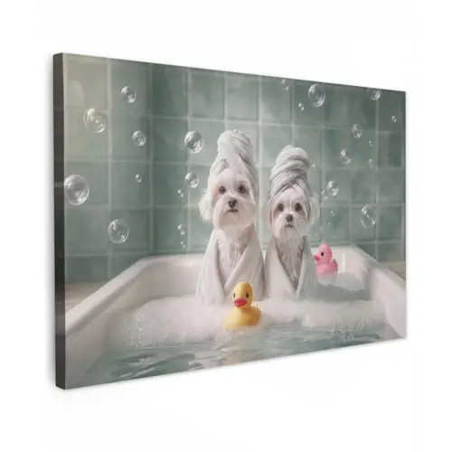 Hondjes - Badkuip - Badeendjes - Handdoeken canvas 2cm klein -z3d