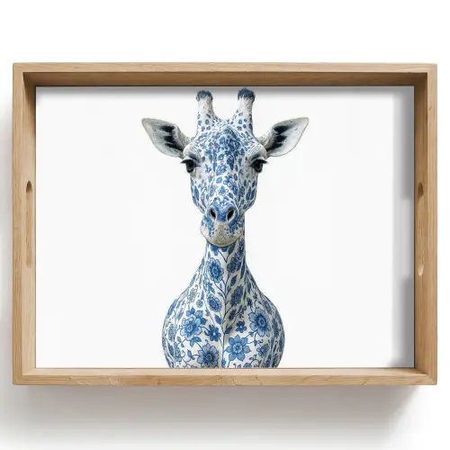 Giraffe - Delfts blauw - Dieren - Minimalistisch Dienblad Rechthoek middel -z3d_shopping